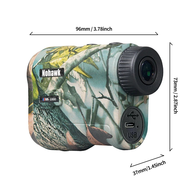 NOHAWK Hunting Rangefinder, 1000M/Yds, 6x Magnification, Angle, Speed Distance Measurement, and Continuous Scanning for Hunting