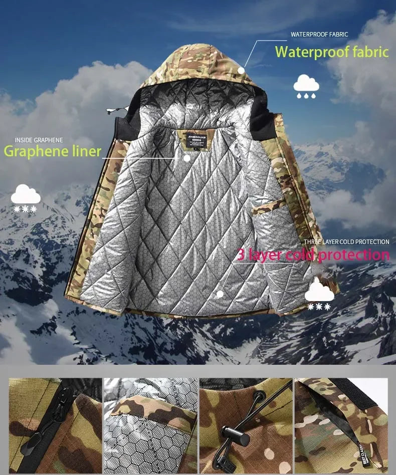 –20℃ Winter Parkas Camo Jackets Men Thick Heat Reflection Coat Work Hunting Clothes Windproof Waterproof Multicam Thermal Hooded