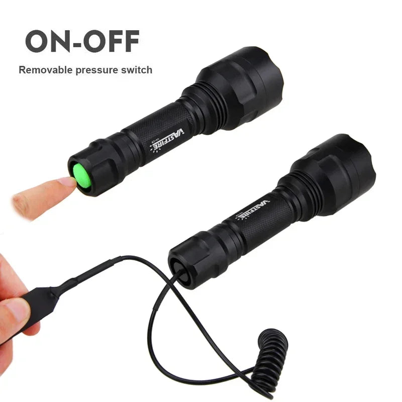High Power LED Flashlight Set White/Green/Red Light Torch 1 Mode Aluminum Alloy Tactical Lamp for Outdoor Camping Fishing