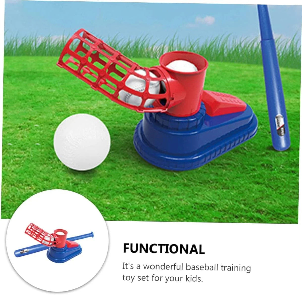 Children Baseball Pitching Machine Toy Kit, Outdoor Backyard Sport, Parent‑Child Interactive Play, Halloween Christmas Thanksgiving Surprise Holiday Gift for Boys & Girls