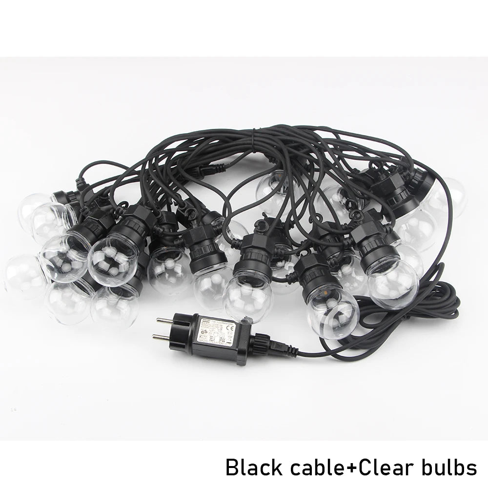 8M/13M/24M/38M LED Globe Ball String Light Street Christmas Fairy Led Festoon Outdoor For Garden Backyard Party Patio Decor