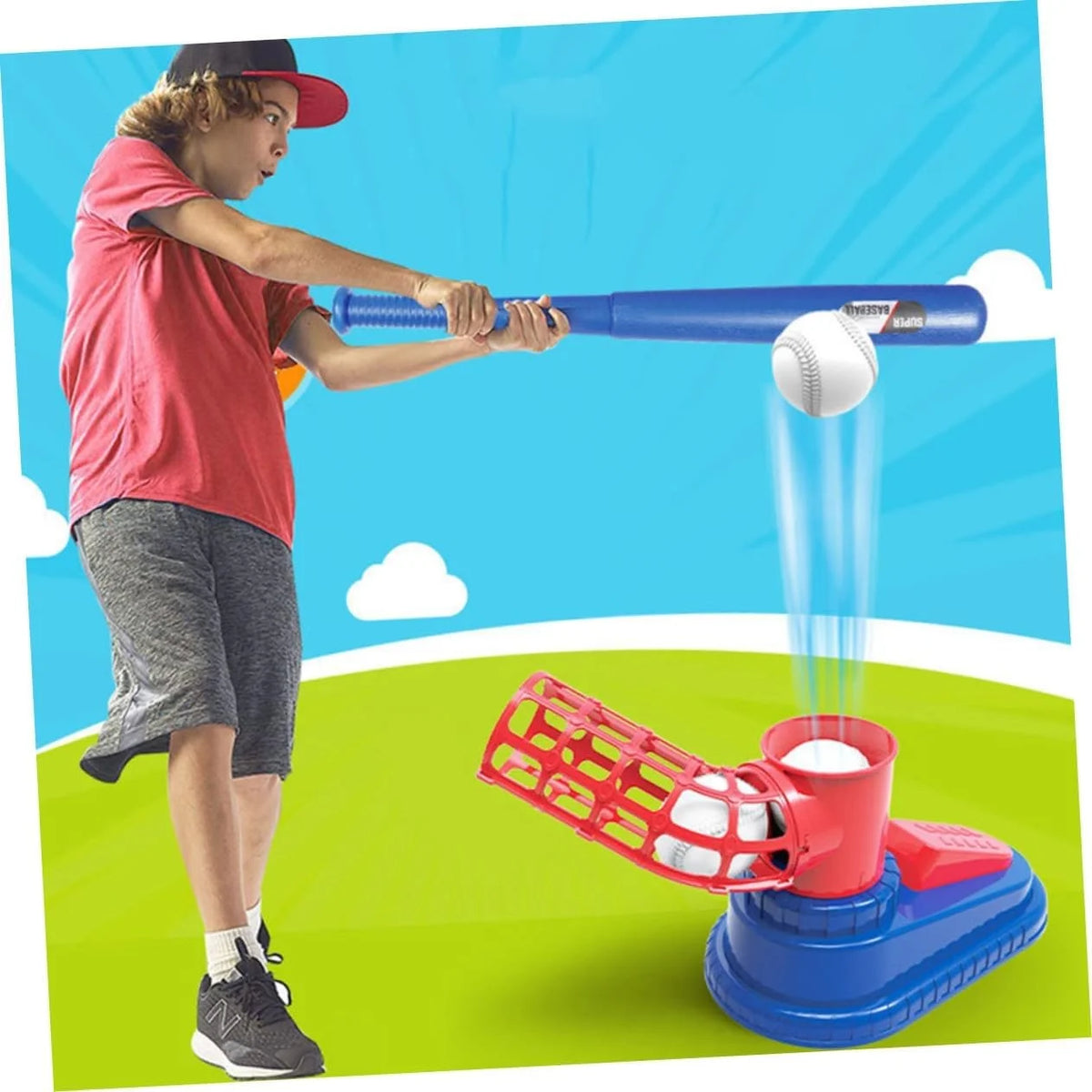 Children Baseball Pitching Machine Toy Kit, Outdoor Backyard Sport, Parent‑Child Interactive Play, Halloween Christmas Thanksgiving Surprise Holiday Gift for Boys & Girls