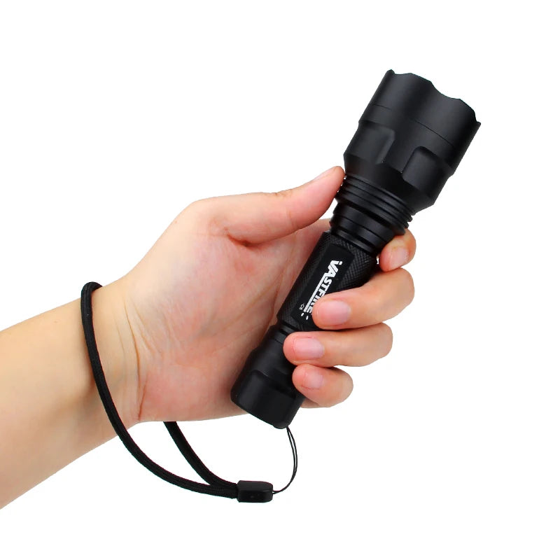 High Power LED Flashlight Set White/Green/Red Light Torch 1 Mode Aluminum Alloy Tactical Lamp for Outdoor Camping Fishing