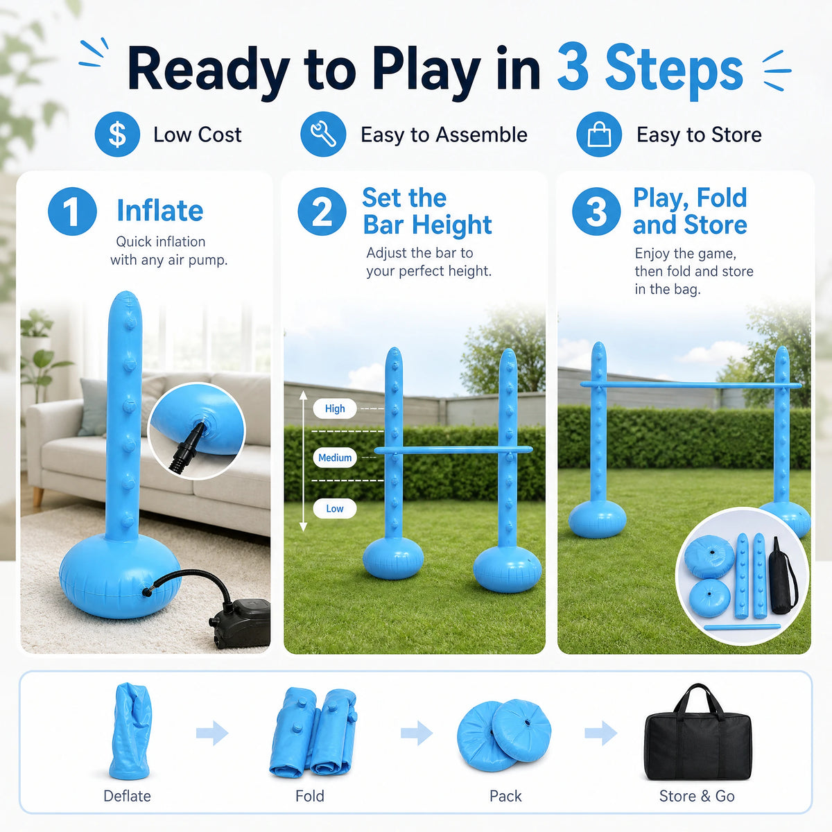 Portable Inflatable Limbo Arch Game Waterproof Blow Up Interactive Challenge Toy Indoor Outdoor Family Hawaiian Luau Party