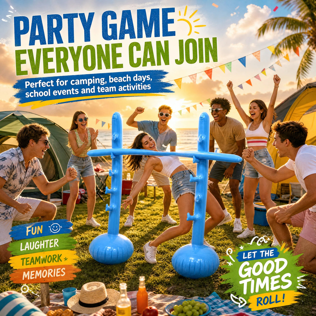 Portable Inflatable Limbo Arch Game Waterproof Blow Up Interactive Challenge Toy Indoor Outdoor Family Hawaiian Luau Party