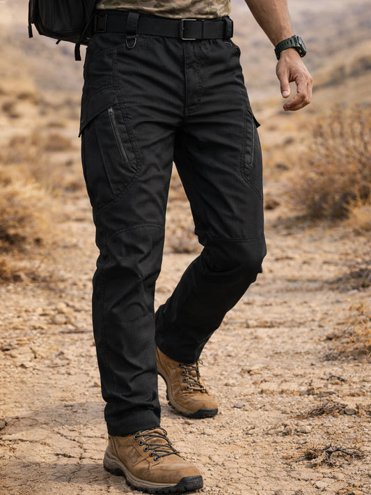 Men's Heavy Duty Tactical Pants Black, Durable Ripstop Cargo Work Pants, Water Resistant Outdoor Hiking Pants, Ships from US