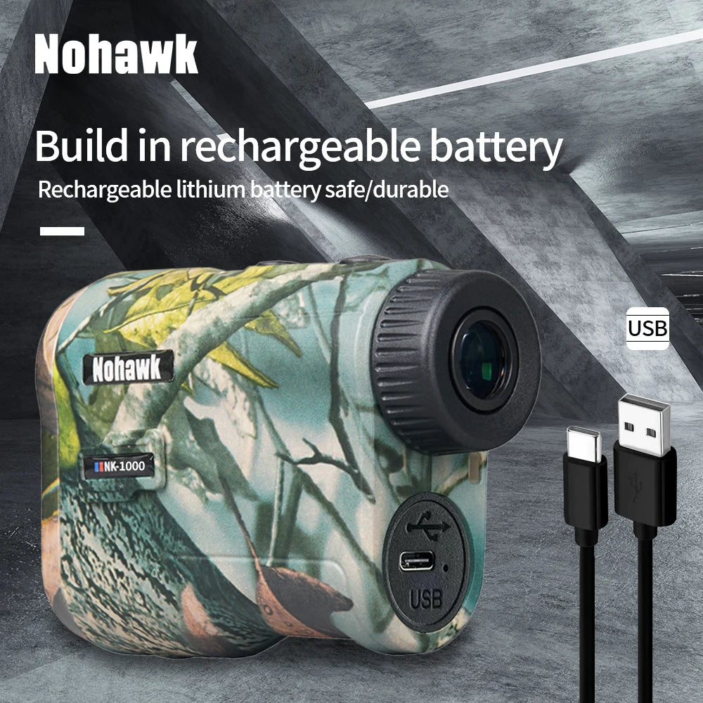 NOHAWK Hunting Rangefinder, 1000M/Yds,  6x Magnification, Angle, Speed Distance Measurement, and Continuous Scanning for Hunting