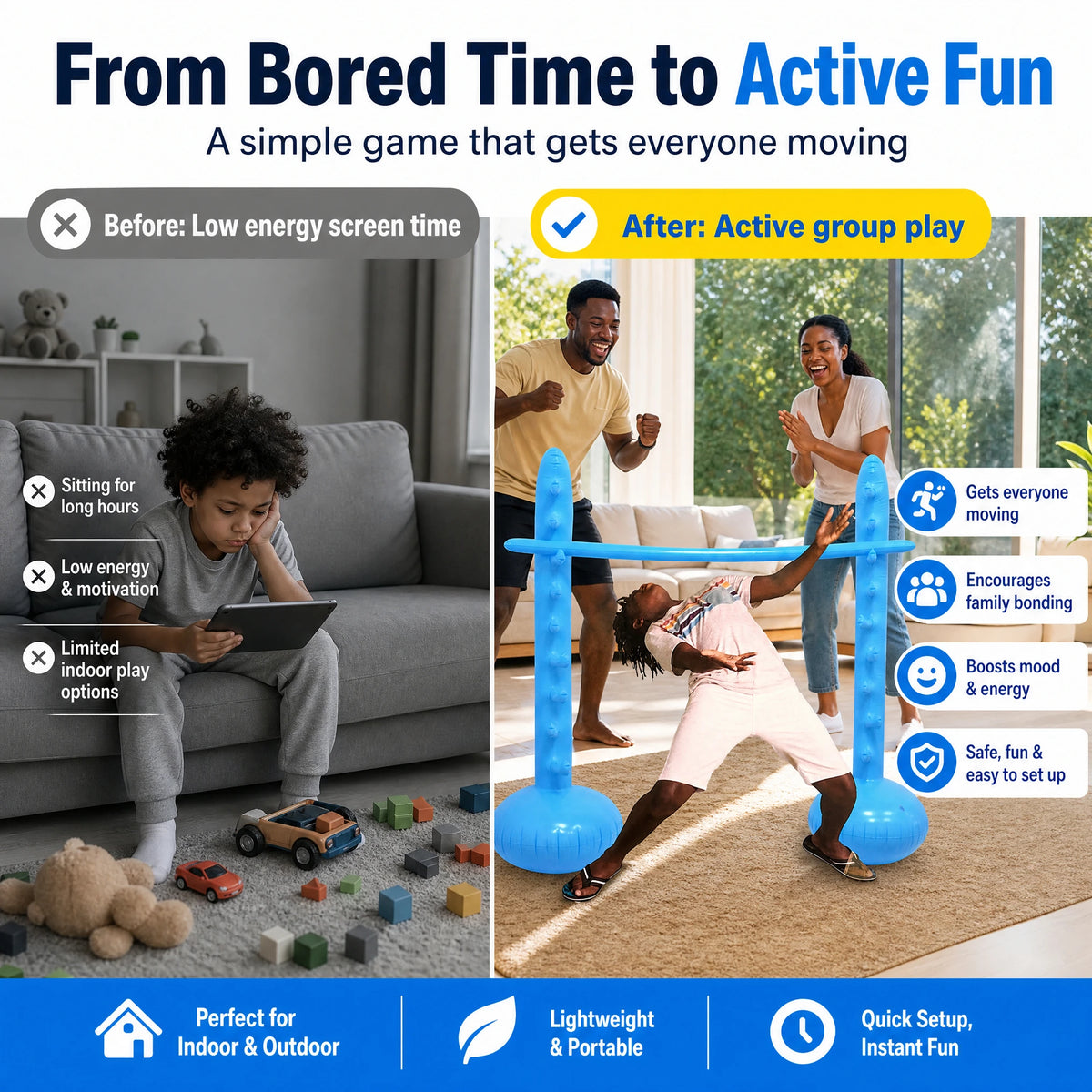 Portable Inflatable Limbo Arch Game Waterproof Blow Up Interactive Challenge Toy Indoor Outdoor Family Hawaiian Luau Party