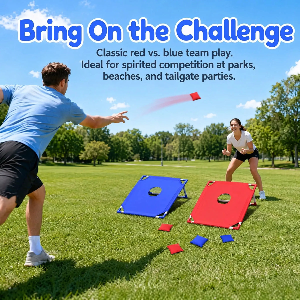 Portable Outdoor Bean Bag Toss Game Set, Includes 2 Target Boards & 6 Beanbags, Competitive Tossing Rack Toy for Yard, Beach and Outdoor Parties, Fun Interactive Family Game for All Ages, Perfect Halloween, Christmas & Easter