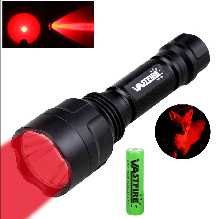 High Power LED Flashlight Set White/Green/Red Light Torch 1 Mode Aluminum Alloy Tactical Lamp for Outdoor Camping Fishing